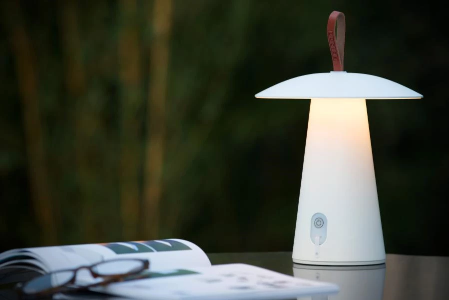 Lucide LA DONNA - Rechargeable Table lamp Indoor/Outdoor - Battery pack/batteries - Ø 19,7 cm - LED Dim. - 1x2W 2700K - IP54 - 3 StepDim - White - ambiance 1